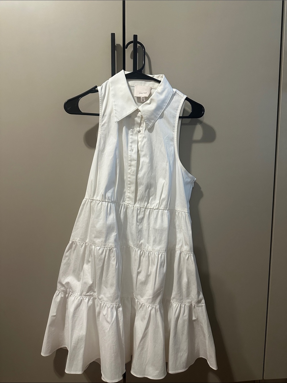 cinq a sept White Sleeveless Tiered Cotton Dress Size 8